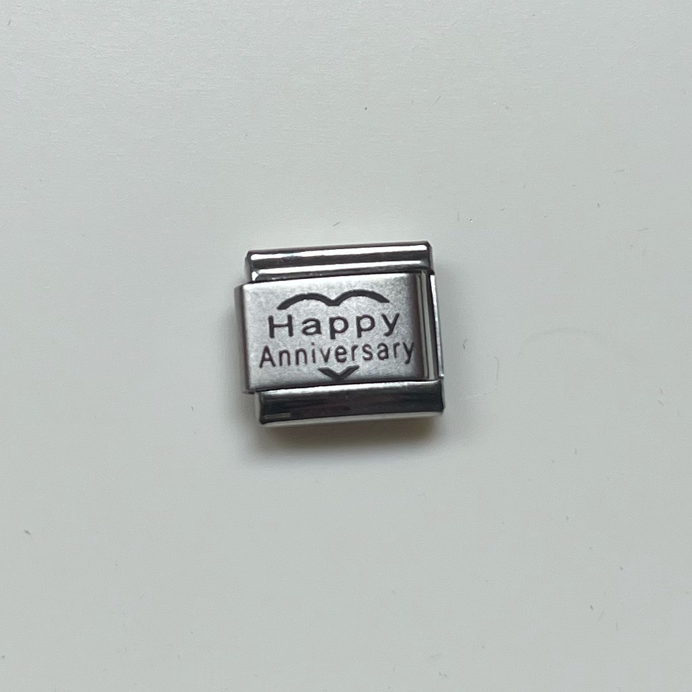 Happy Anniversary - Italian Modular Link Charm - stainless steel 9mm